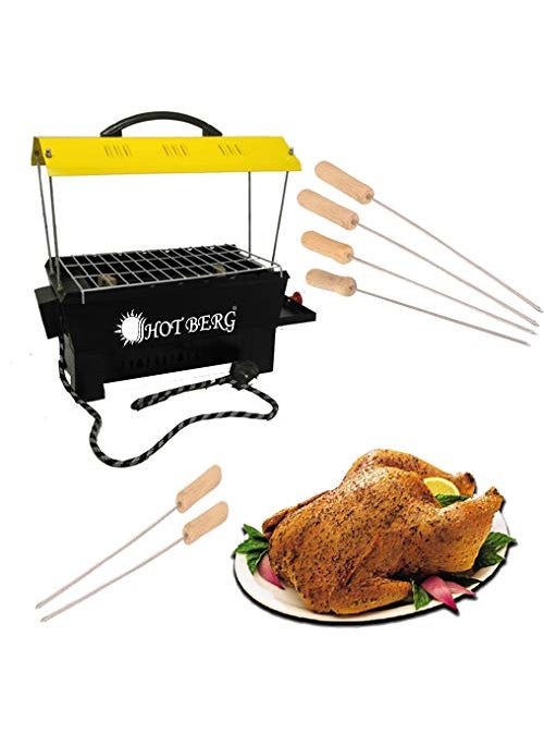 HOTBERG Multi 2in1 Electric and Non Electric Barbeque Grill Big with Yellow Hut Shape Electric Grill