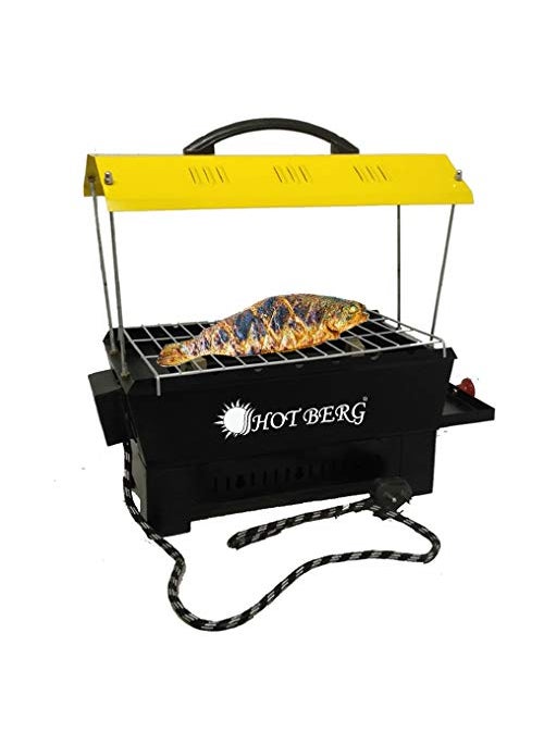HOTBERG Multi 2in1 Electric and Non Electric Barbeque Grill Big with Yellow Hut Shape Electric Grill