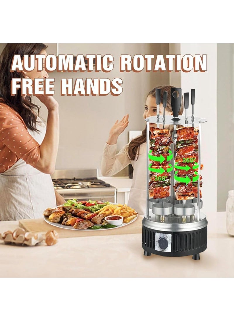 CRUCIATE Electric Power Vertical Bbq Grill Stainless Steel Broiler Bbq Tong Grill Oven Home Smokeless Electric Grill Kebab Machine Free Standing