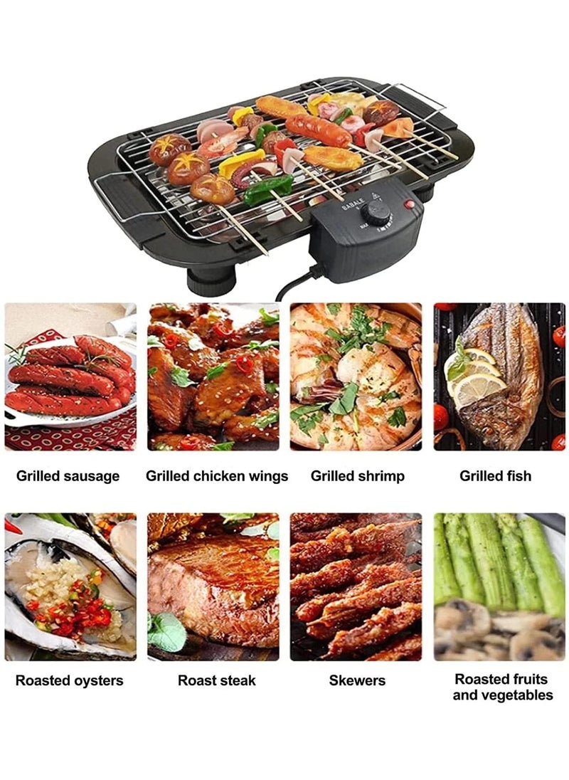 Powder Coated 2000 Watts Electric Barbeque Grill Tandoor Grills Contact Grill Portable Grill Outdoor Picnic Griller Light Weight Grill Adjustable Temperature Control Black1pc