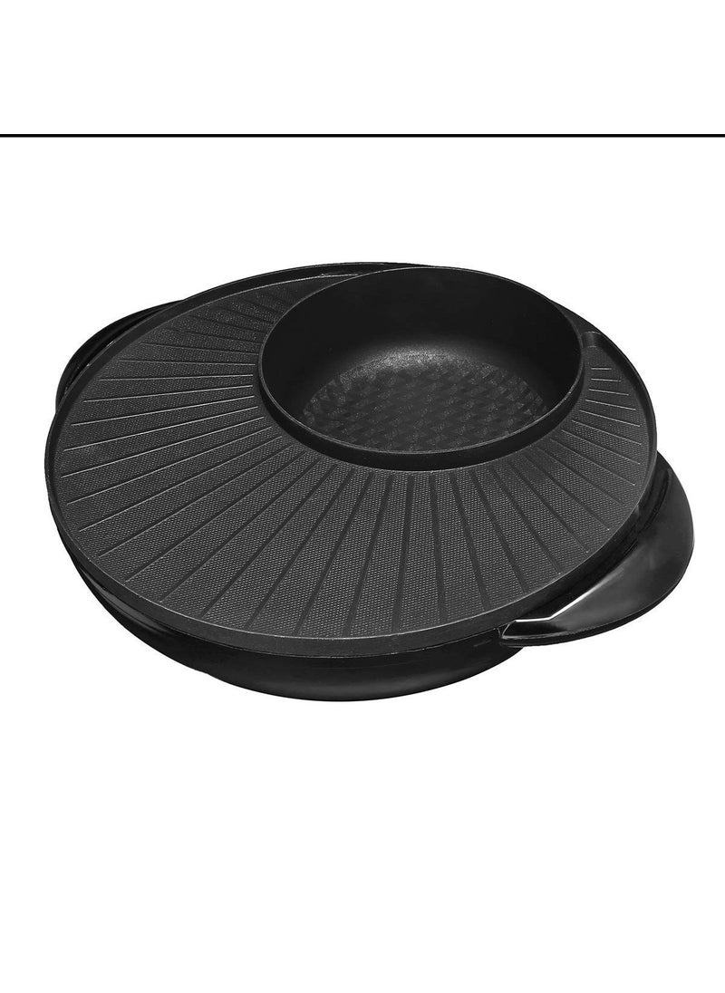 Delavala Electric Grill Indoor Hot Pot Multi functional Indoor Teppanyaki Grill with Glass Lid