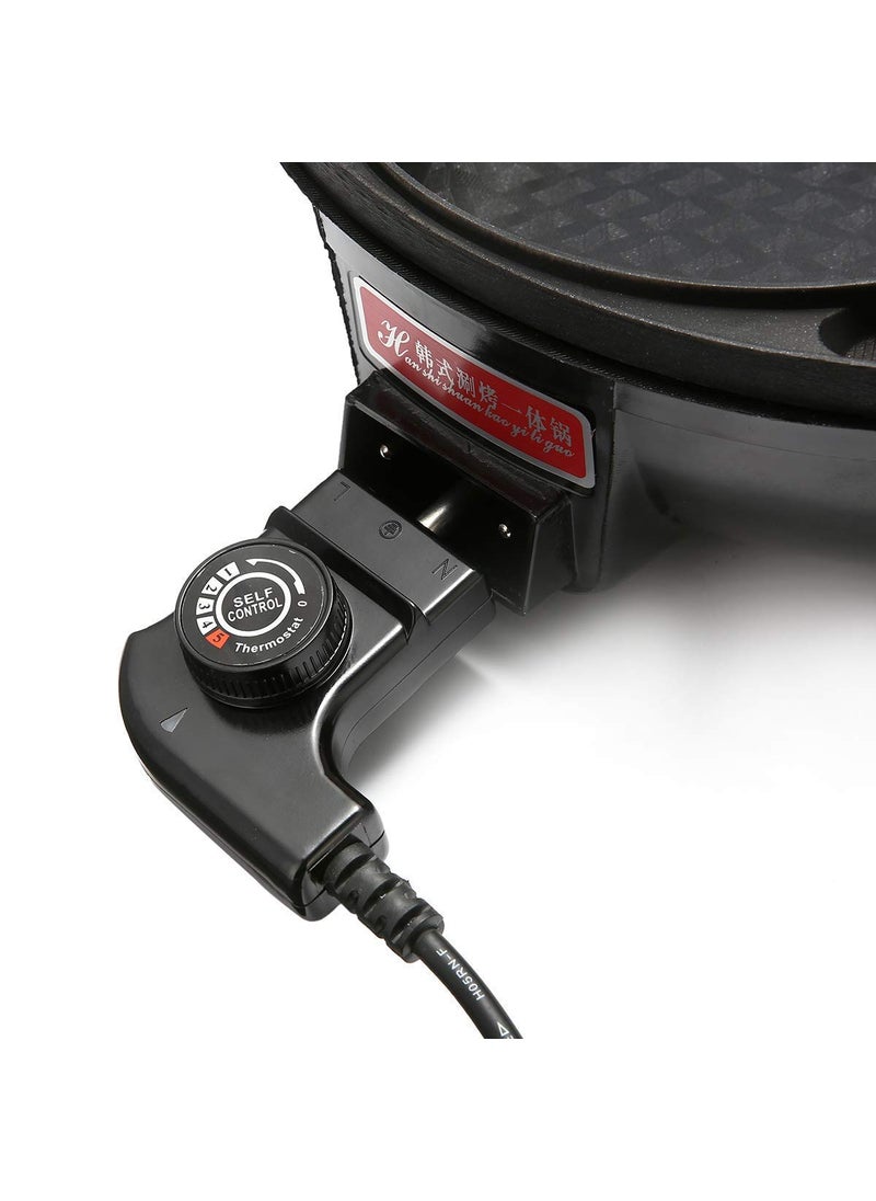 Delavala Electric Grill Indoor Hot Pot Multi functional Indoor Teppanyaki Grill with Glass Lid