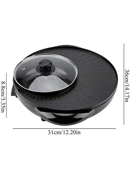 Delavala BBQ Pan 1500W 2 In 1 Electric Pan Hot Pot BBQ Frying Cook Grill Kitchen Electric Hot Pot