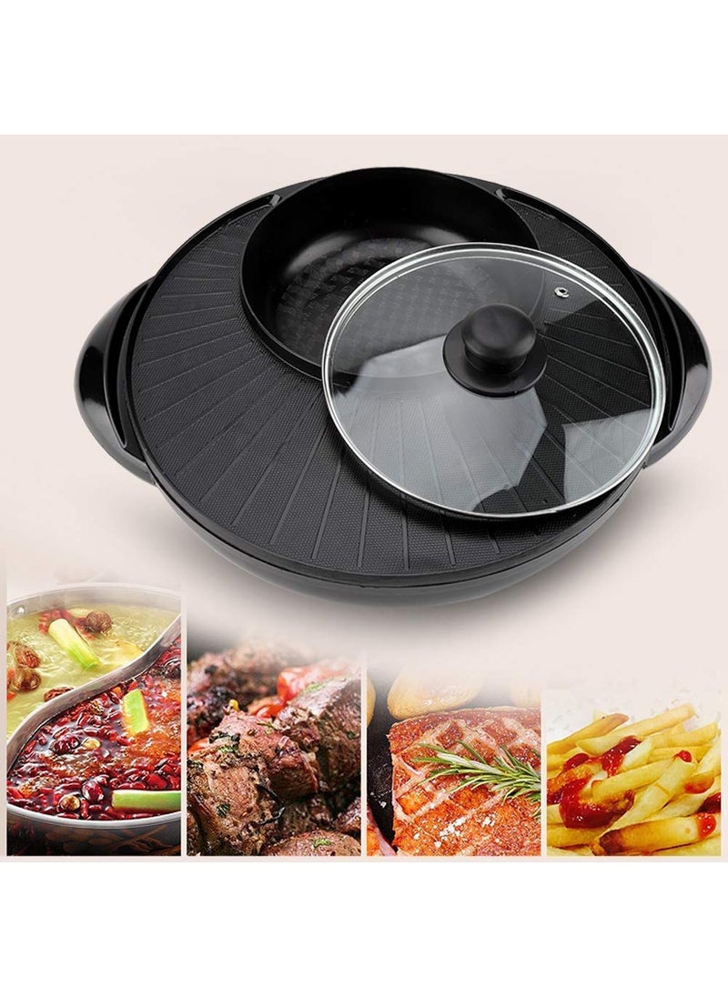 Delavala BBQ Pan 1500W 2 In 1 Electric Pan Hot Pot BBQ Frying Cook Grill Kitchen Electric Hot Pot