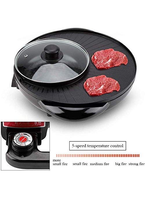 Delavala BBQ Pan 1500W 2 In 1 Electric Pan Hot Pot BBQ Frying Cook Grill Kitchen Electric Hot Pot
