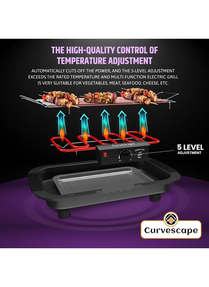Curvescape 2000W Griller Barbeque Grill With Temperature Control Indoor and Outdoor Tandoor barbeque Grill Barbeque Grilling Machine With Sticks