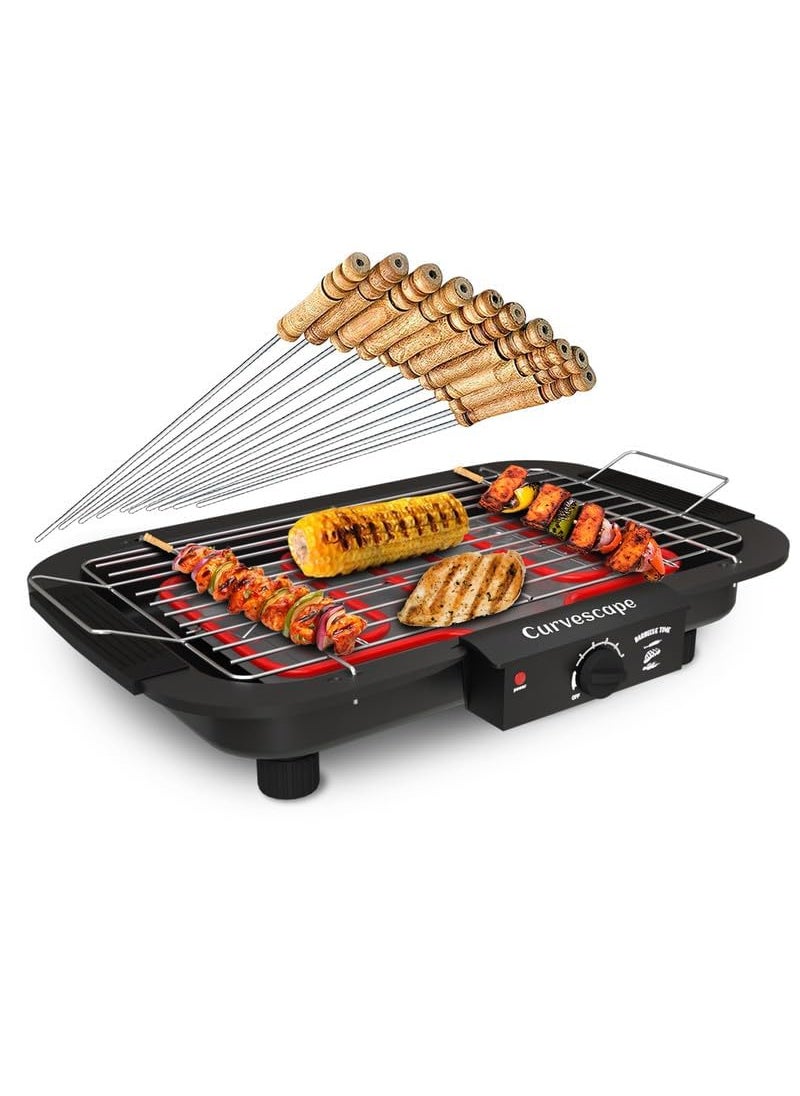 Curvescape 2000W Griller Barbeque Grill With Temperature Control Indoor and Outdoor Tandoor barbeque Grill Barbeque Grilling Machine With Sticks