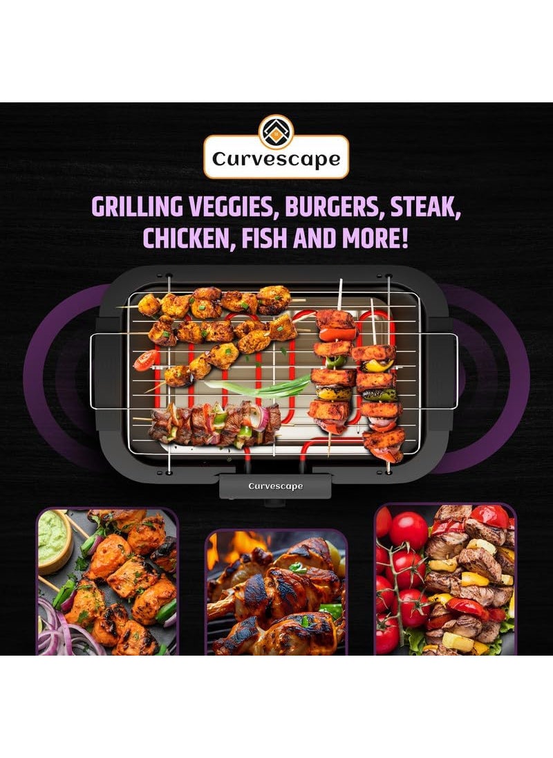 Curvescape 2000W Griller Barbeque Grill With Temperature Control Indoor and Outdoor Tandoor barbeque Grill Barbeque Grilling Machine With Sticks
