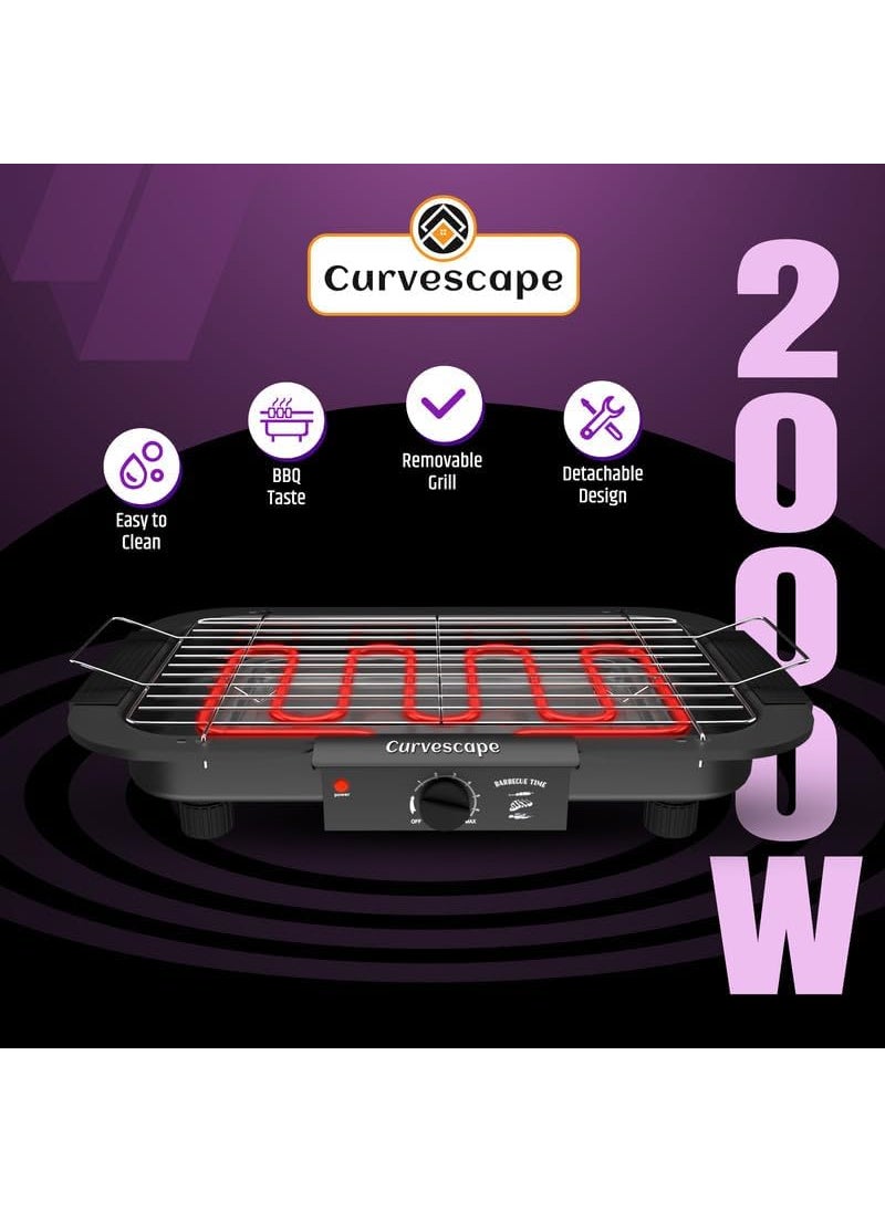 Curvescape 2000W Griller Barbeque Grill With Temperature Control Indoor and Outdoor Tandoor barbeque Grill Barbeque Grilling Machine With Sticks
