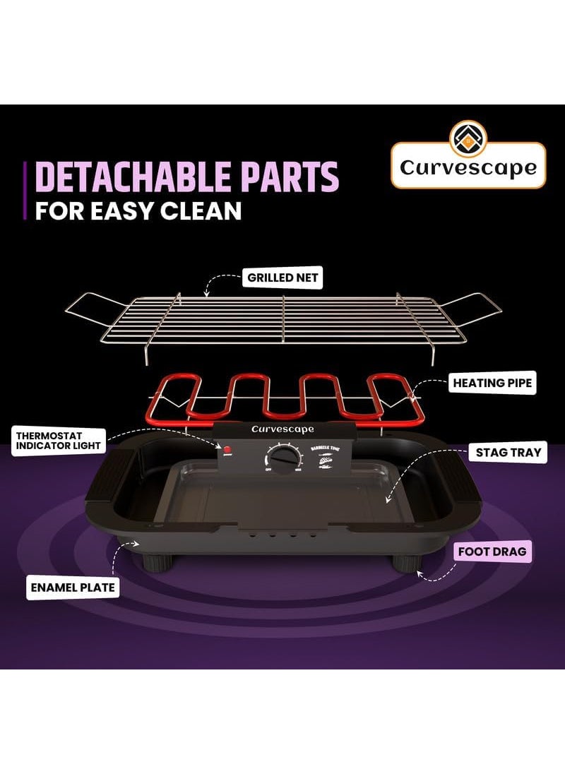 Curvescape 2000W Griller Barbeque Grill With Temperature Control Indoor and Outdoor Tandoor barbeque Grill Barbeque Grilling Machine With Sticks