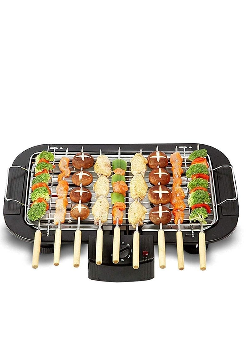 PATTAR 2000W Electric Smokeless Portable Adjustable Temperature Control IndoorOutdoor Barbeque Grill Set For Home Removable Water Filled Drip Tray With 12 SkewersPack Of 1Black Free