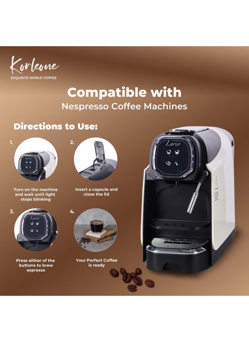 Korleone LARIO Espresso Ristretto Lungo Americano Coffee Machine 30 Capsules Complimentary Black White