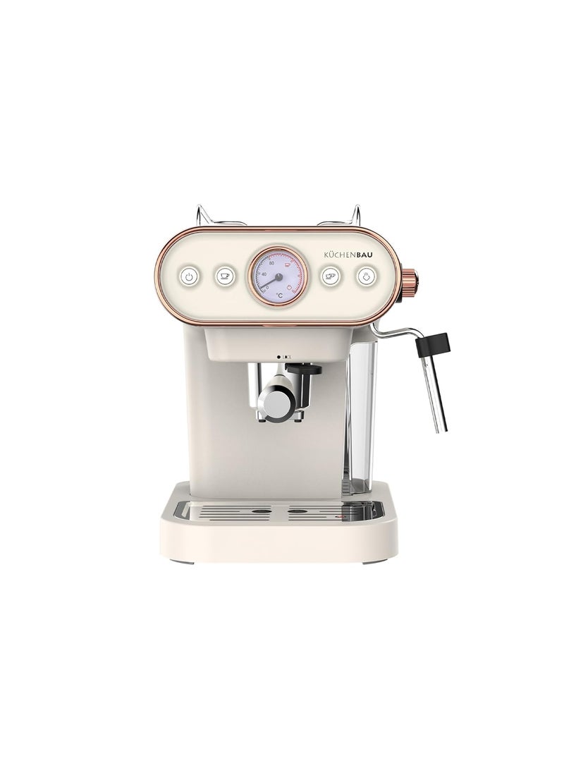 KUCHENBAU Der Espresso Coffee Machine for Home Office With Foaming Milk Frother Wand for Espresso Cappuccino Latte and Mocha Steam Espresso Compatible with Coffee Pods Coffee Powder
