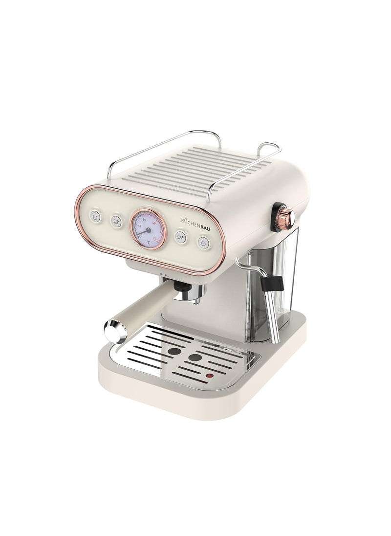 KUCHENBAU Der Espresso Coffee Machine for Home Office With Foaming Milk Frother Wand for Espresso Cappuccino Latte and Mocha Steam Espresso Compatible with Coffee Pods Coffee Powder