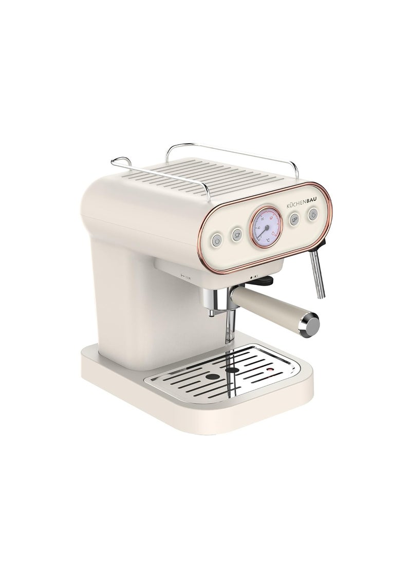 KUCHENBAU Der Espresso Coffee Machine for Home Office With Foaming Milk Frother Wand for Espresso Cappuccino Latte and Mocha Steam Espresso Compatible with Coffee Pods Coffee Powder