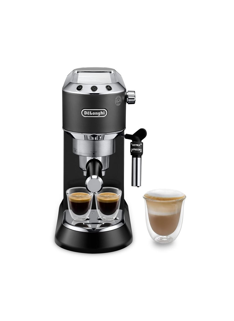 DeLonghi EC685BK Dedica Style Pump Espresso Coffee Machine Espresso Cappuccino Latte More Recipe OptionsCoffee Maker Machine for Home 15 Bar Pressure 1350 WFree Demo InstallationBlack