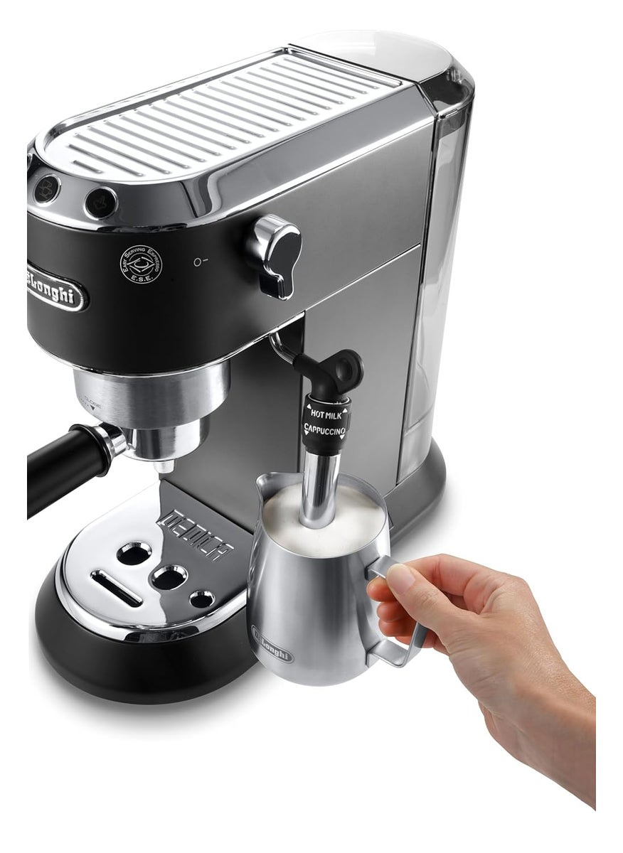 DeLonghi EC685BK Dedica Style Pump Espresso Coffee Machine Espresso Cappuccino Latte More Recipe OptionsCoffee Maker Machine for Home 15 Bar Pressure 1350 WFree Demo InstallationBlack