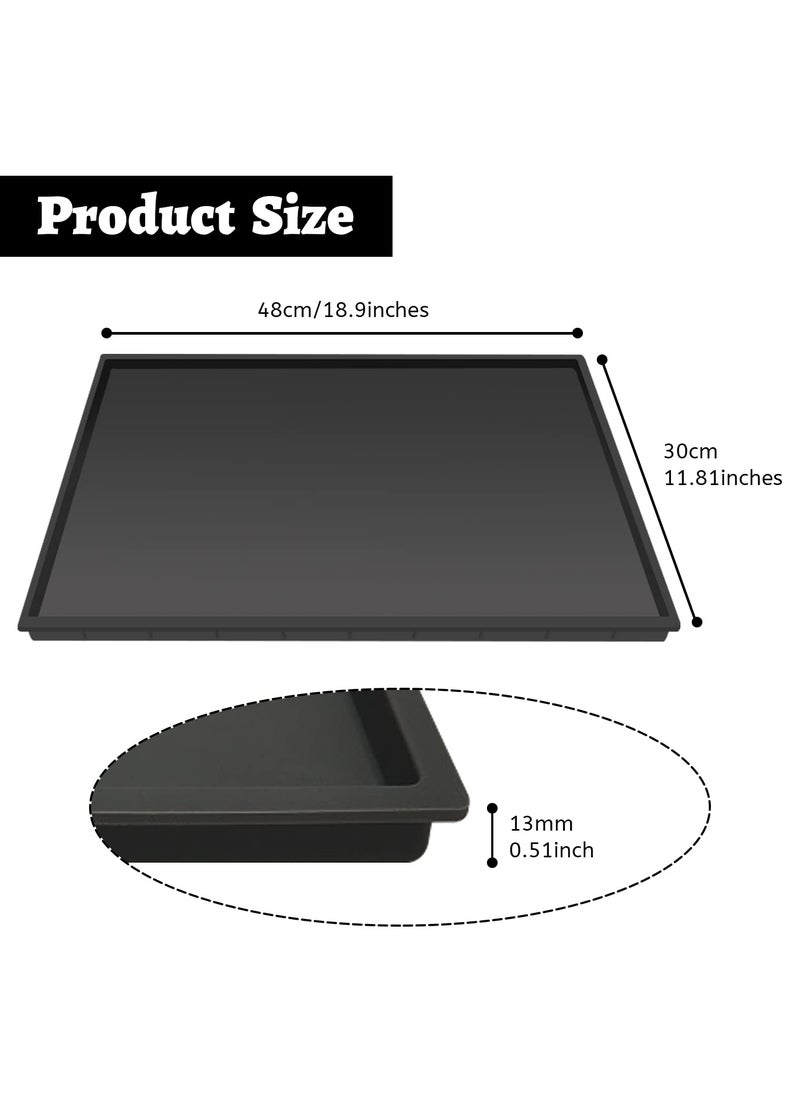 Ezebesta Silicone Mat Under Coffee Machine With Lip Coffee Maker Appliance Automatic Machines Espresso Accessory Black Multifunctional Rubber Base Mat 189 x 118