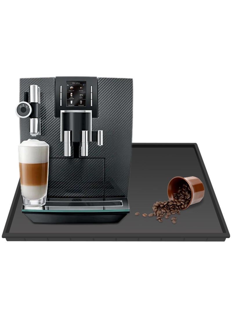 Ezebesta Silicone Mat Under Coffee Machine With Lip Coffee Maker Appliance Automatic Machines Espresso Accessory Black Multifunctional Rubber Base Mat 189 x 118