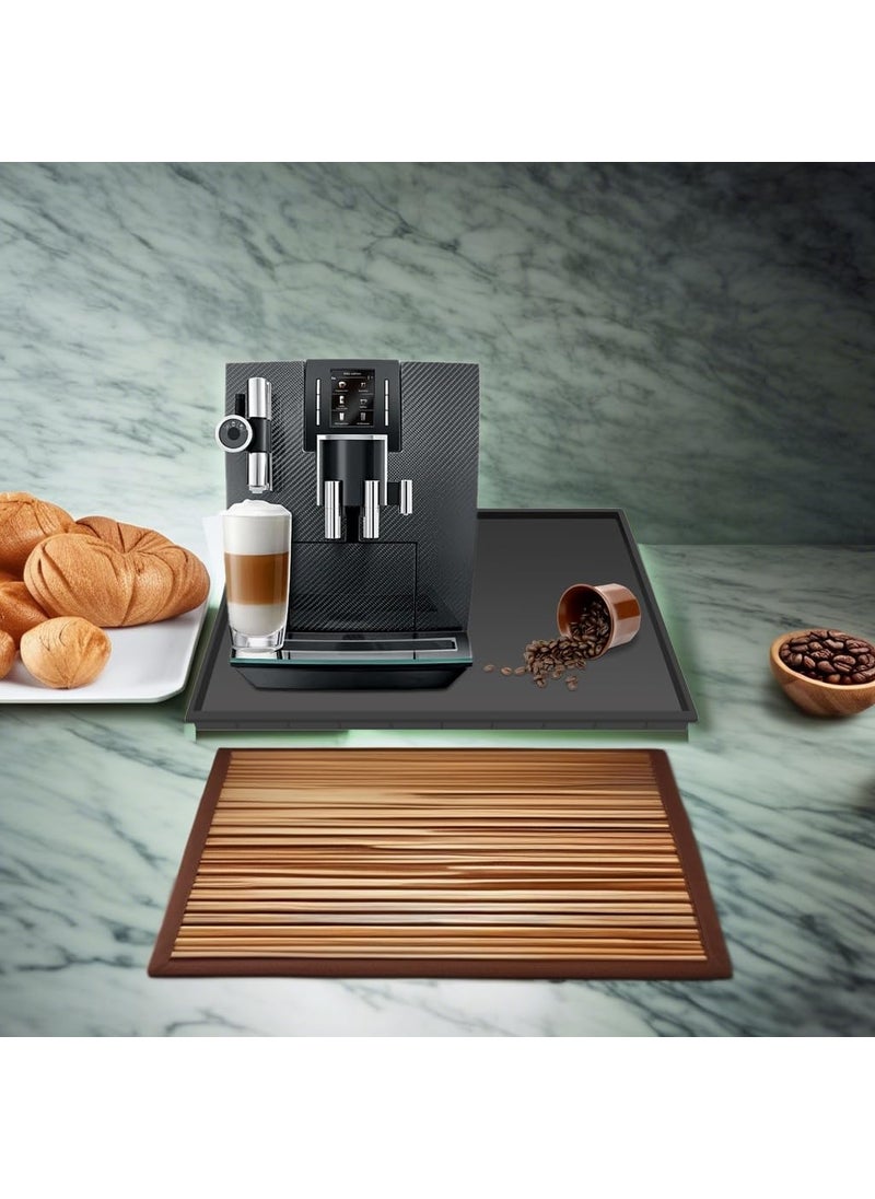Ezebesta Silicone Mat Under Coffee Machine With Lip Coffee Maker Appliance Automatic Machines Espresso Accessory Black Multifunctional Rubber Base Mat 189 x 118