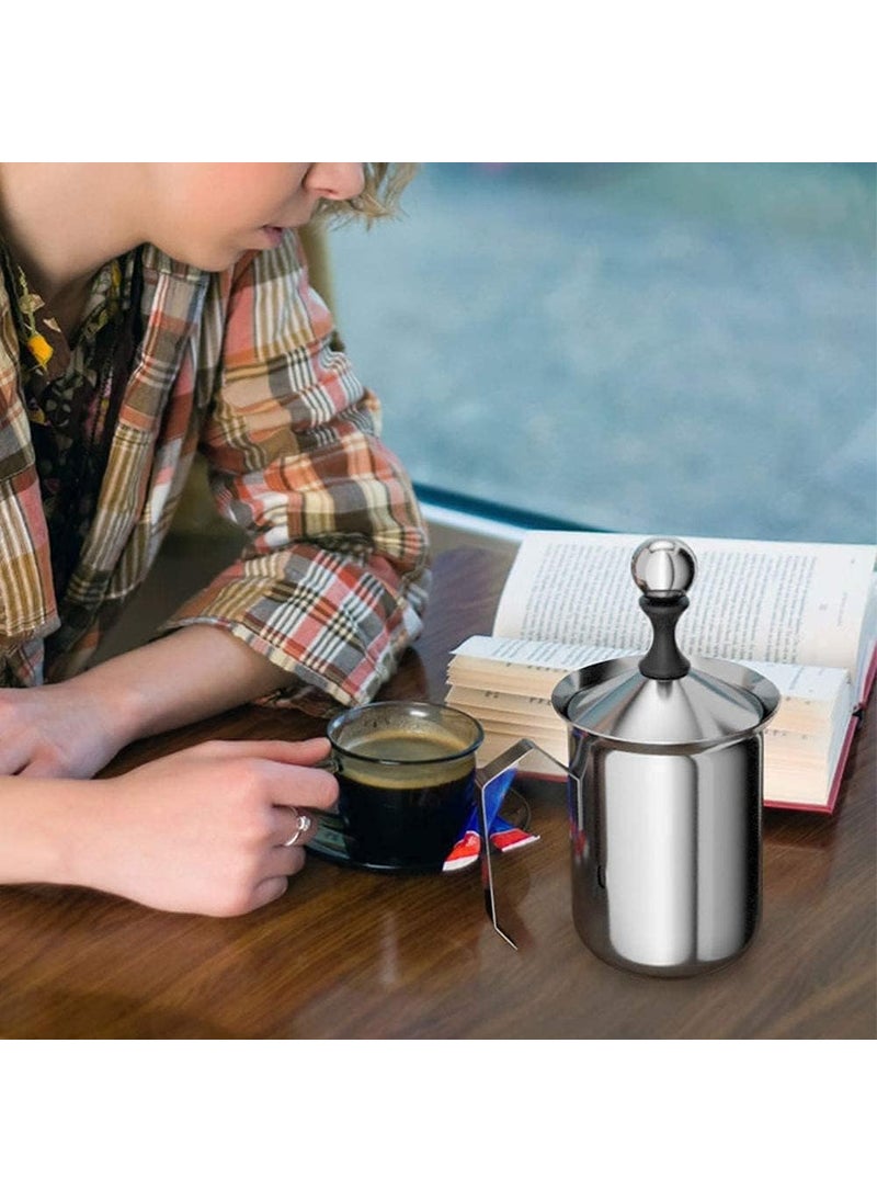 AARKRI SALES Milk Frother for Coffee Latte Cappuccino and Hot Chocolate Manual Coffee Beater Fast Frothing with NonStick Interior Easy to Use and Clean