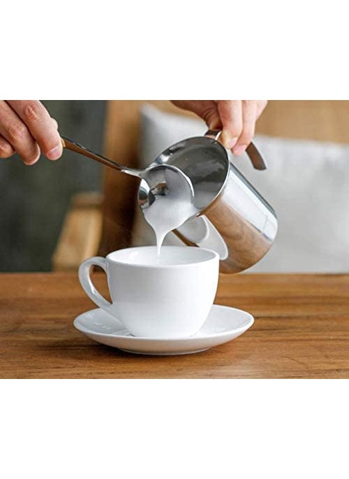 HandyTrendy Stainless Steel Milk Frother for Hot and Cold Coffee Coffee Foam Maker Stainless Steel Hand Pump Milk Frother Manual Operated Milk Foam Maker 400ML