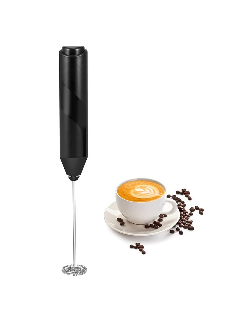 Hoocen Milk Frother for Coffee Stocking Stuffers for Men Christmas Gift for Men Electric Whisk Drink Mixer Battery Powered Foam Maker Mini Mixer and Coffee Blender Black