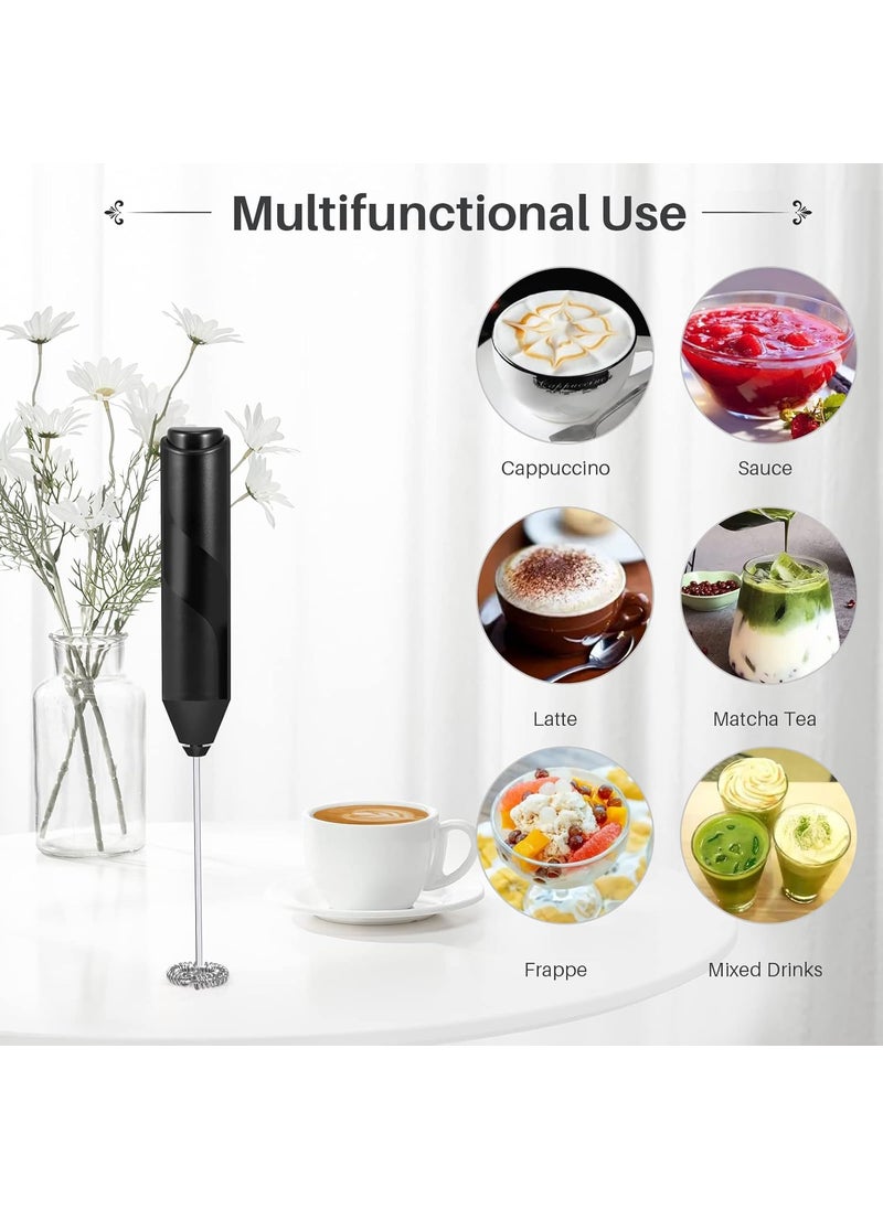 Hoocen Milk Frother for Coffee Stocking Stuffers for Men Christmas Gift for Men Electric Whisk Drink Mixer Battery Powered Foam Maker Mini Mixer and Coffee Blender Black