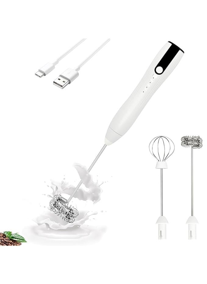 Envop Milk Frother Handheld Rechargeable Frother Wand Drink Mixer Electric Whisk for Coffee Detachable with 2 Stainless Whisks Hand Mixer for Lattes Cappuccino Matcha Egg