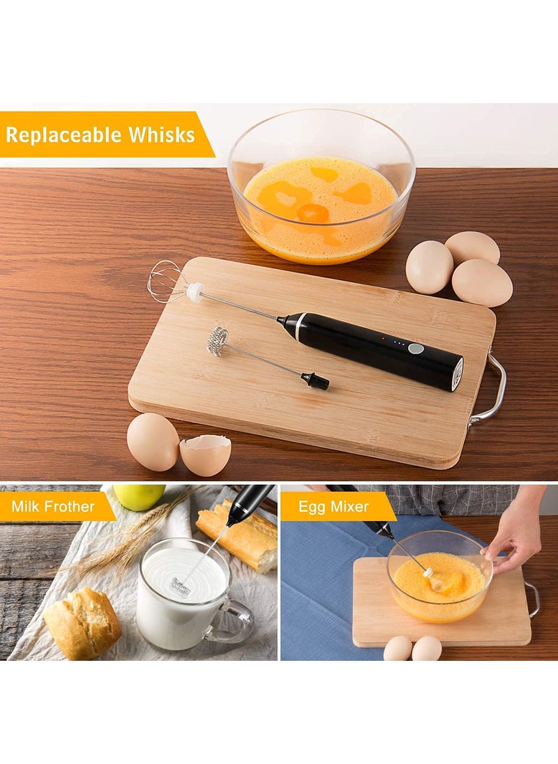 DENMYRA Milk Frother Handheld USB Rechargeable Electric Foam Maker for Coffee Hot Milk Milk Frother for Coffee Egg Beater Hand Blender Coffee Beater Black USB Rechargeable