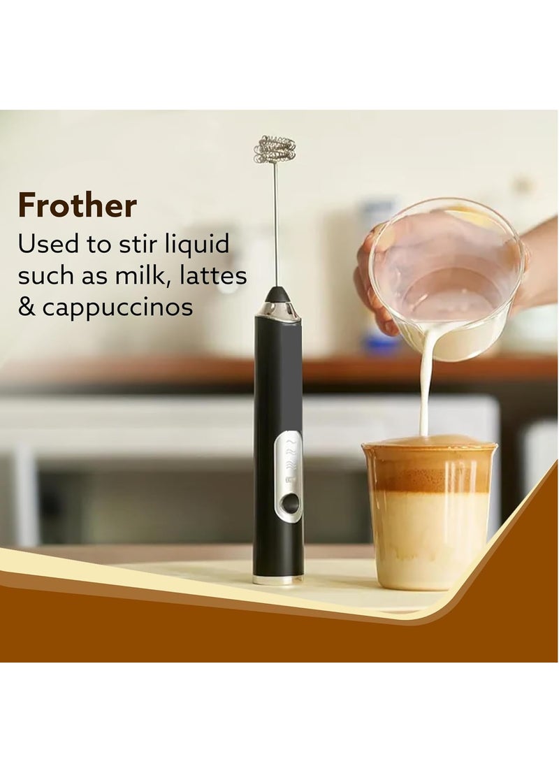 ARLICODECK Rechargeable Handheld Milk Frother 3Speed Electric Foam Maker for Coffee with 2 Whisks and Coffee Decoration Tool Coffee Frother Mixer Standup Design for Cream Latte Cappuccino
