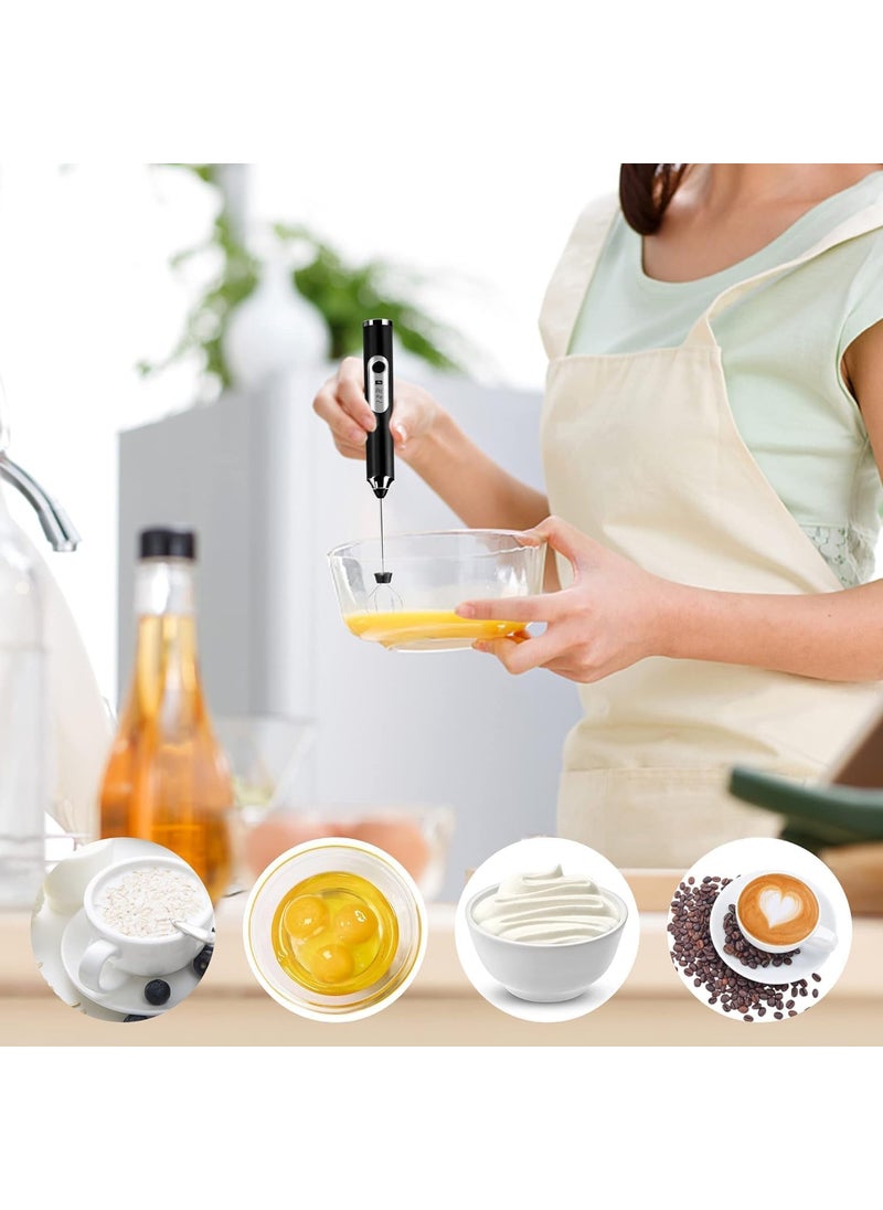 ARLICODECK Rechargeable Handheld Milk Frother 3Speed Electric Foam Maker for Coffee with 2 Whisks and Coffee Decoration Tool Coffee Frother Mixer Standup Design for Cream Latte Cappuccino