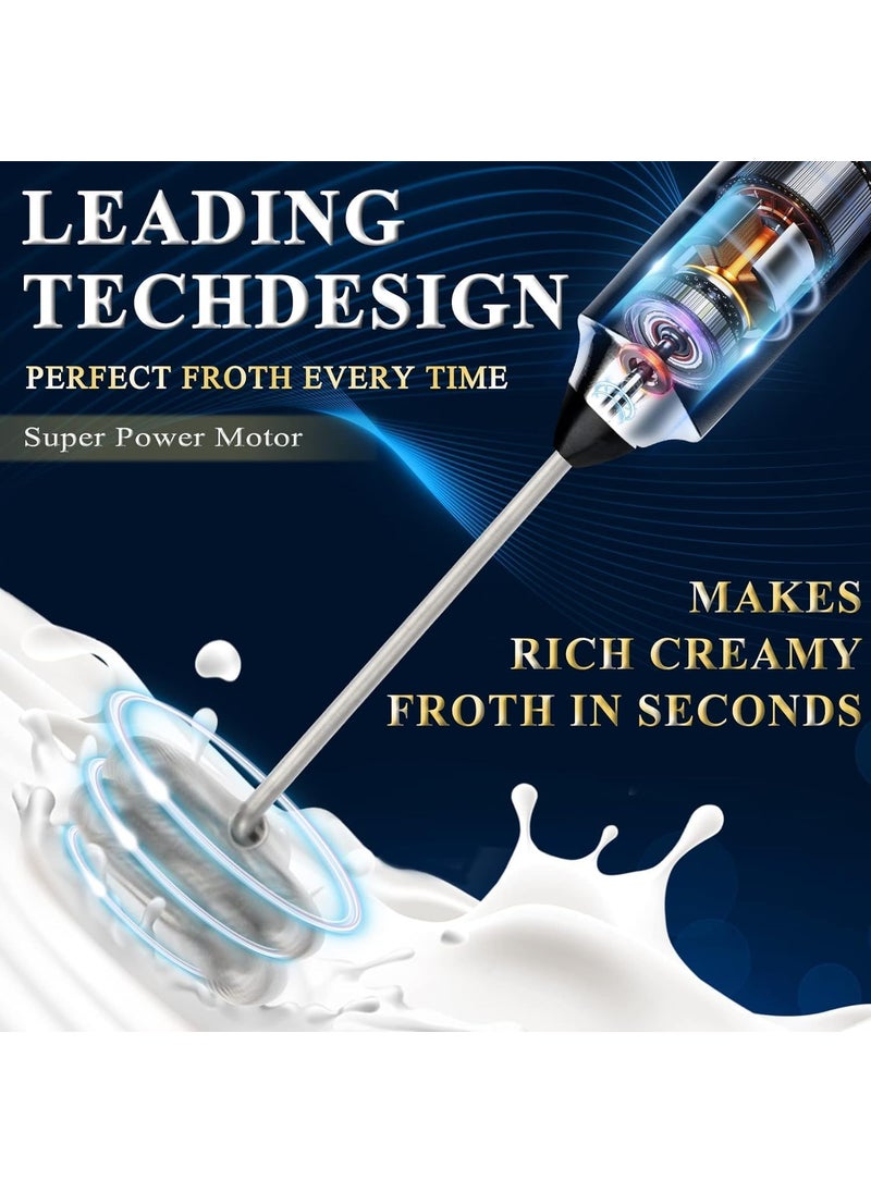 ARLICODECK Rechargeable Handheld Milk Frother 3Speed Electric Foam Maker for Coffee with 2 Whisks and Coffee Decoration Tool Coffee Frother Mixer Standup Design for Cream Latte Cappuccino