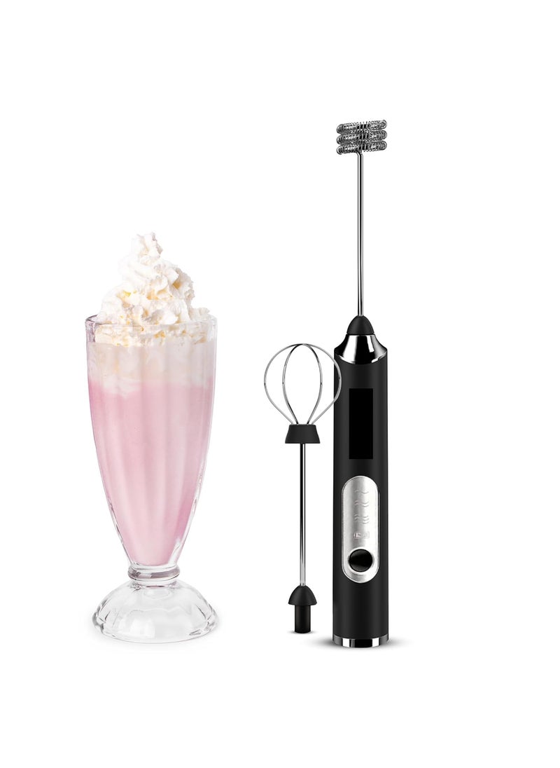 ARLICODECK Rechargeable Handheld Milk Frother 3Speed Electric Foam Maker for Coffee with 2 Whisks and Coffee Decoration Tool Coffee Frother Mixer Standup Design for Cream Latte Cappuccino