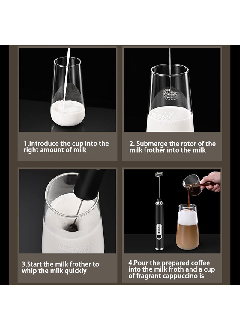 Milk Frother Coffee Milk Frother USB Rechargeable Handheld Milk Frother 1 Milk Frother 1 Whisk for Cappuccino Hot Chocolate Coffee Latte