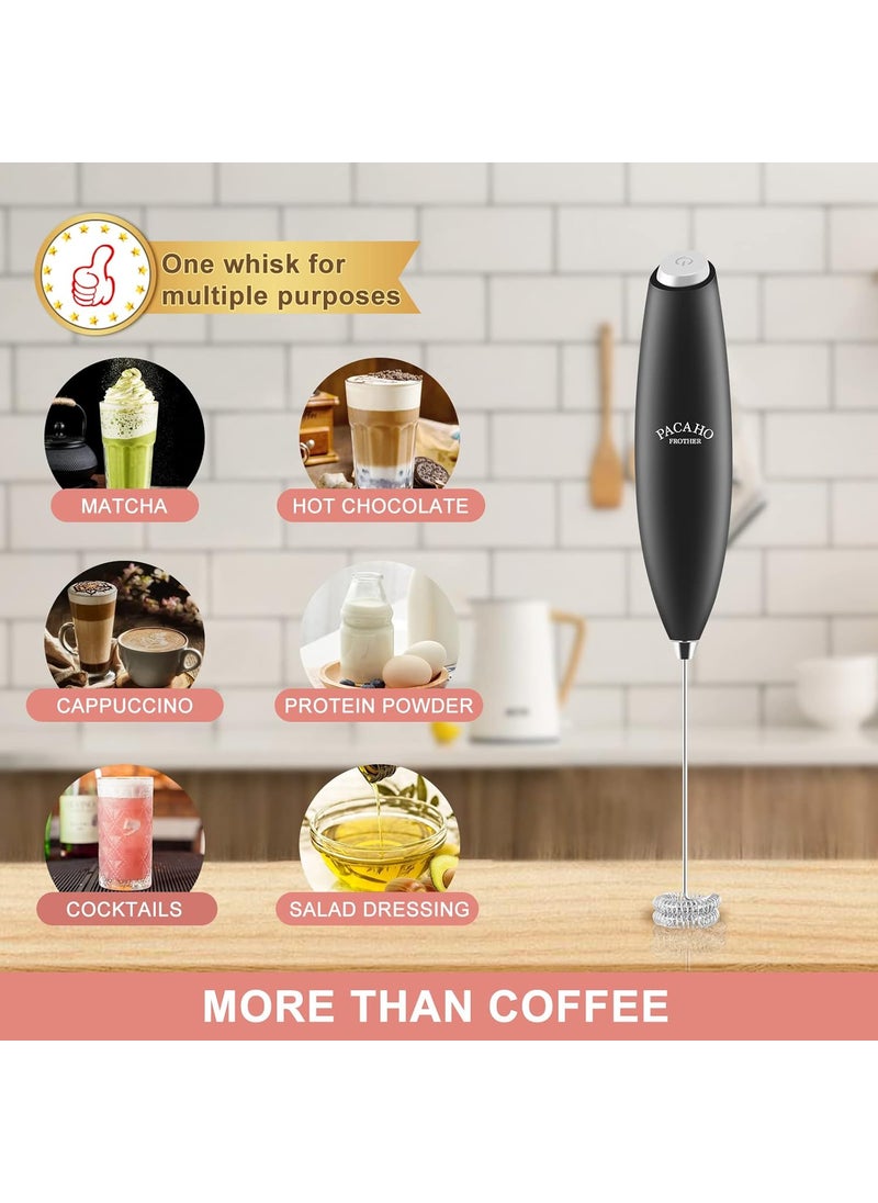 Milk Frother with Double Whisk Handheld Electric Hand Blender stick cordless Drink Mixer Stirrer Battery Operated Foam Maker for Coffee Cappuccino Protein and Shake mini Mixer Matcha