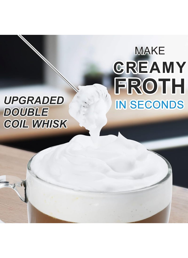 Milk Frother with Double Whisk Handheld Electric Hand Blender stick cordless Drink Mixer Stirrer Battery Operated Foam Maker for Coffee Cappuccino Protein and Shake mini Mixer Matcha
