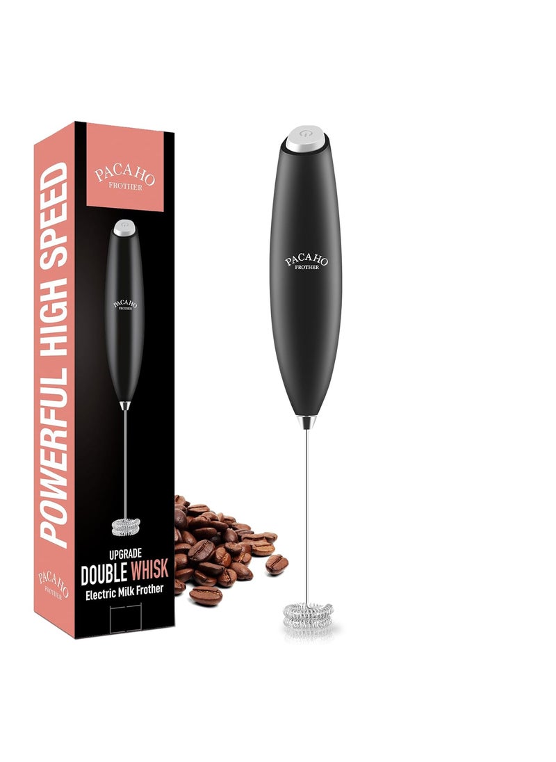 Milk Frother with Double Whisk Handheld Electric Hand Blender stick cordless Drink Mixer Stirrer Battery Operated Foam Maker for Coffee Cappuccino Protein and Shake mini Mixer Matcha