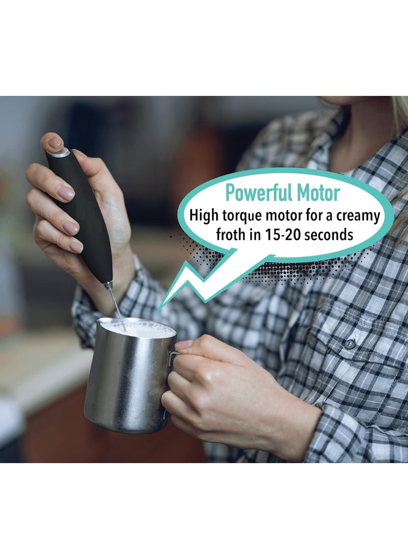 Electric Milk Frother with Stand Coffee frother Whisker Maker Hand Blender Beater for Coffee Milk Foam Maker Black