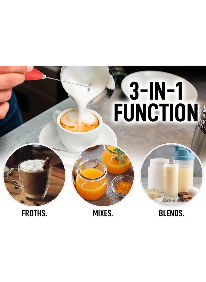 Electric Milk Frother with Stand Coffee frother Whisker Maker Hand Blender Beater for Coffee Milk Foam Maker Black