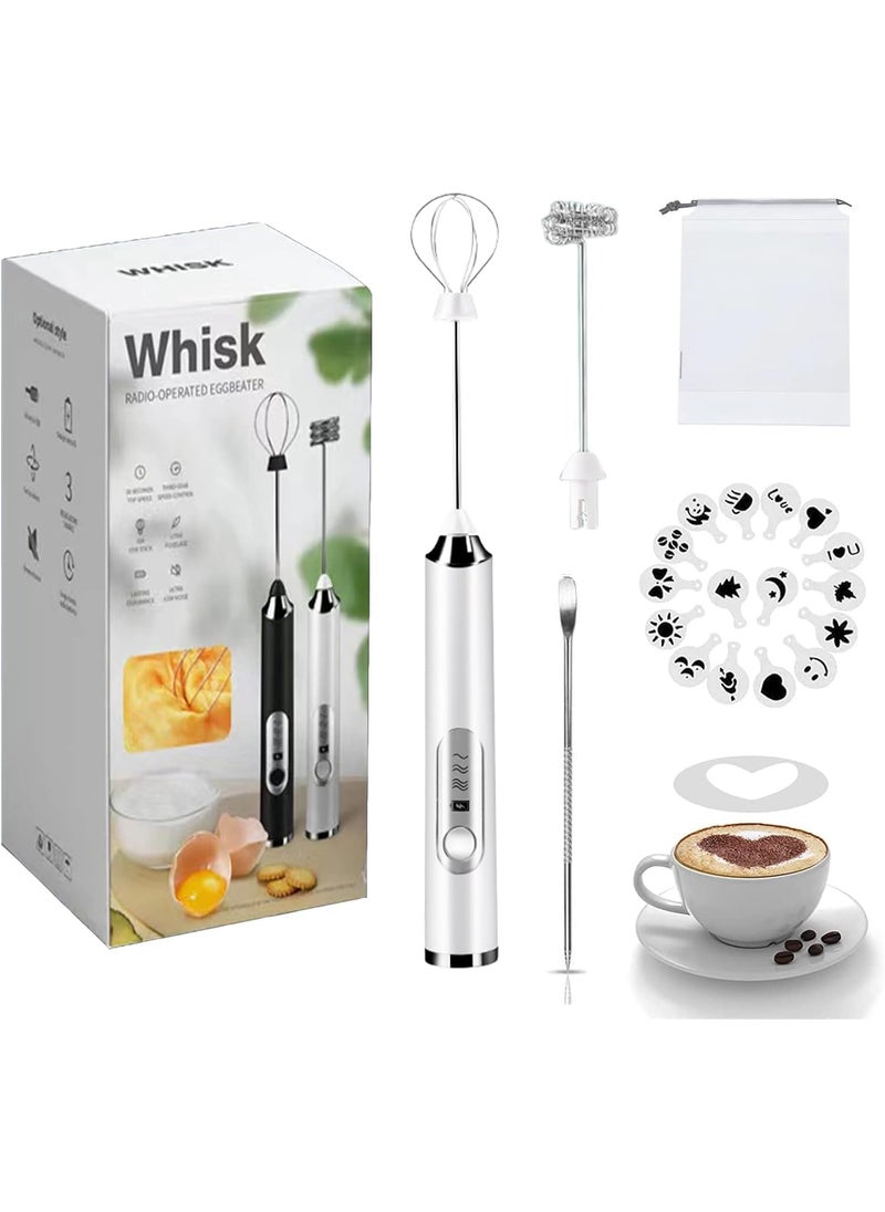 Konquer TimeS KTS Handheld Milk Frother Rechargeable 3Speed Electric Frother for Coffee with 2 Whisks Coffee Frother Mixer Standup Design for Cream Latte Cappuccino and for Butter Milk