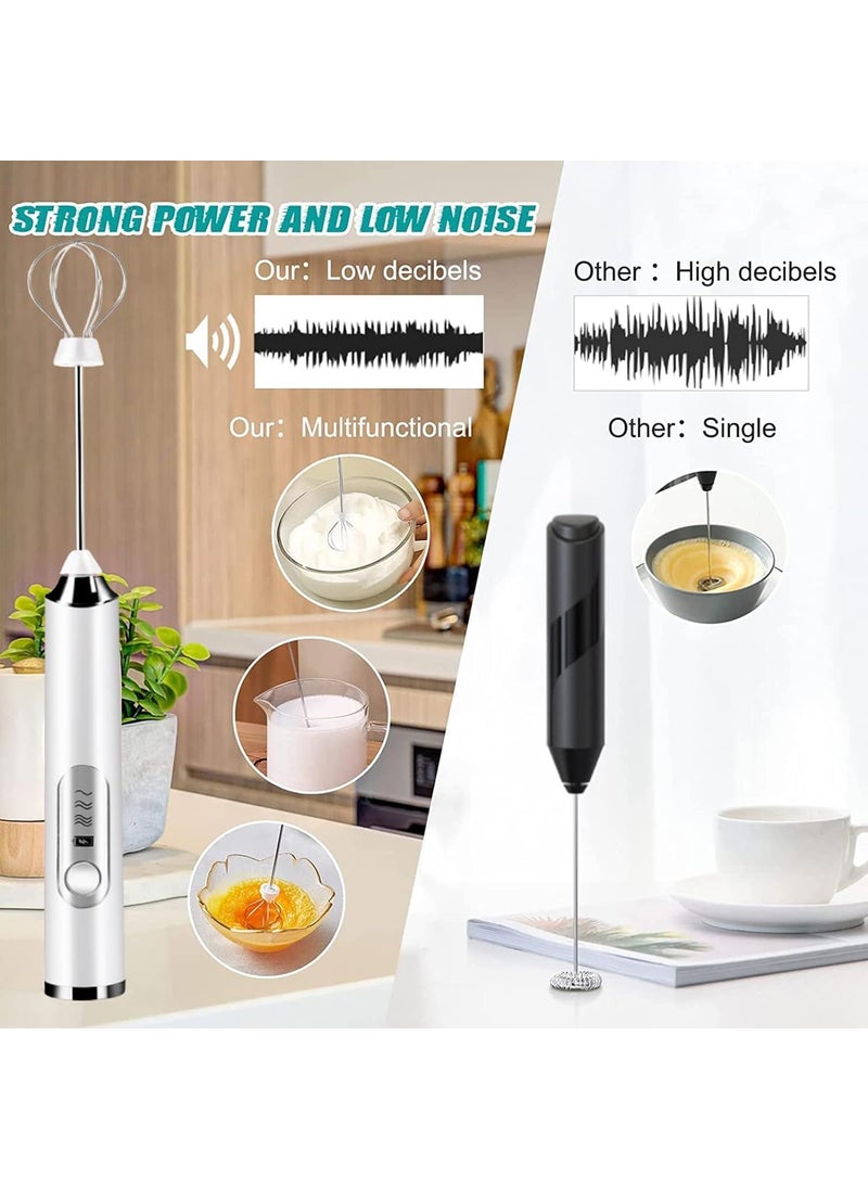 Konquer TimeS KTS Handheld Milk Frother Rechargeable 3Speed Electric Frother for Coffee with 2 Whisks Coffee Frother Mixer Standup Design for Cream Latte Cappuccino and for Butter Milk