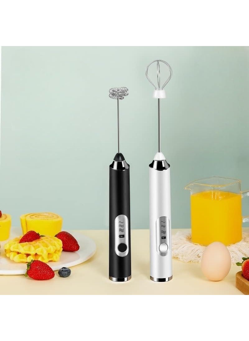 Konquer TimeS KTS Handheld Milk Frother Rechargeable 3Speed Electric Frother for Coffee with 2 Whisks Coffee Frother Mixer Standup Design for Cream Latte Cappuccino and for Butter Milk