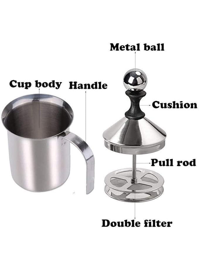 RP MALL Coffee Frother Stainless Steel Manual Milk Frother for Coffee Handheld Coffee Milk Frother PitchersManual Operated Milk Foam Maker for Cappuccino Coffee Beater Chocolate Coffee Beater