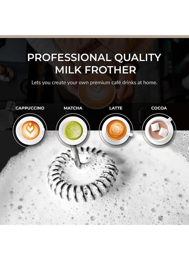 Nac Global Milk Frother with Stand Coffee Blender Stainless Steel Whisk Portable Foam Maker Egg Beaters Cappuccino Coffee Frother Coffee Beater Hand Blender Battery Operated Electric Frother