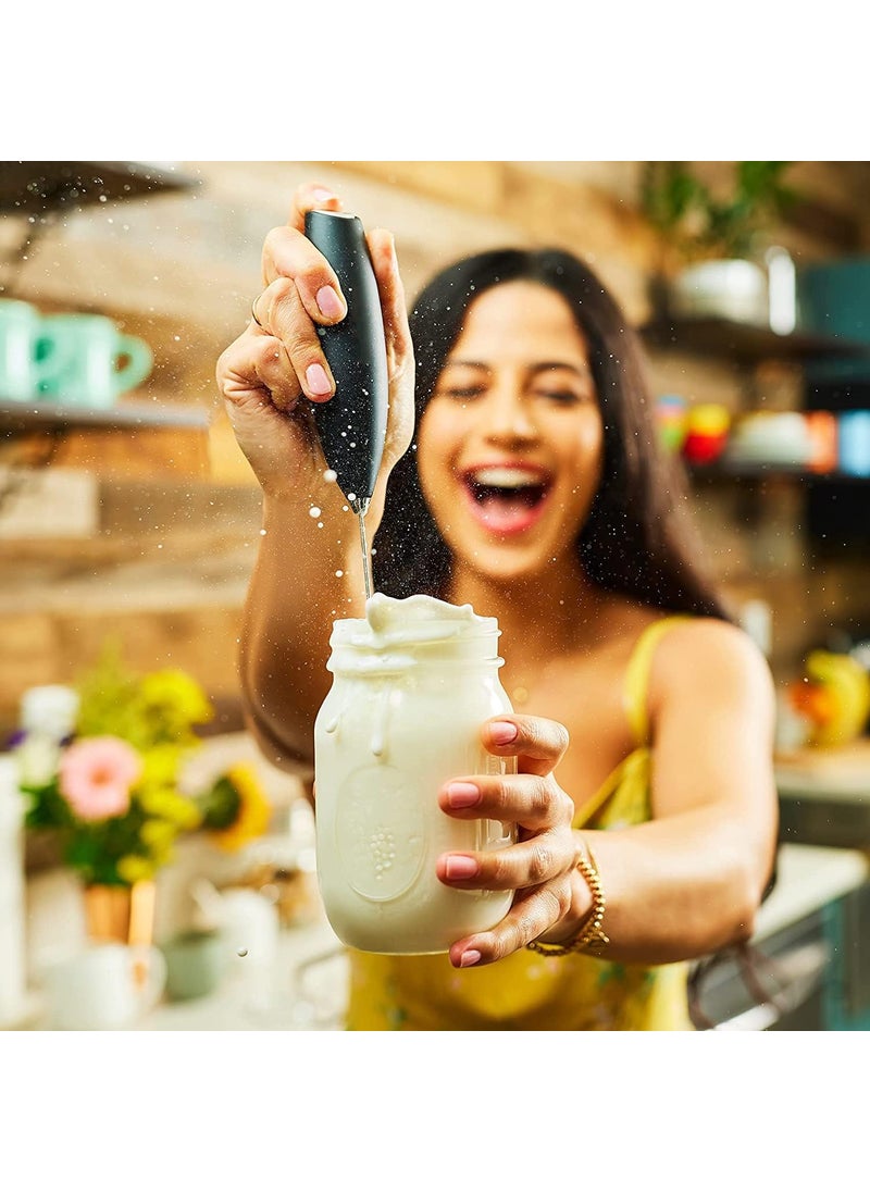 Nac Global Milk Frother with Stand Coffee Blender Stainless Steel Whisk Portable Foam Maker Egg Beaters Cappuccino Coffee Frother Coffee Beater Hand Blender Battery Operated Electric Frother