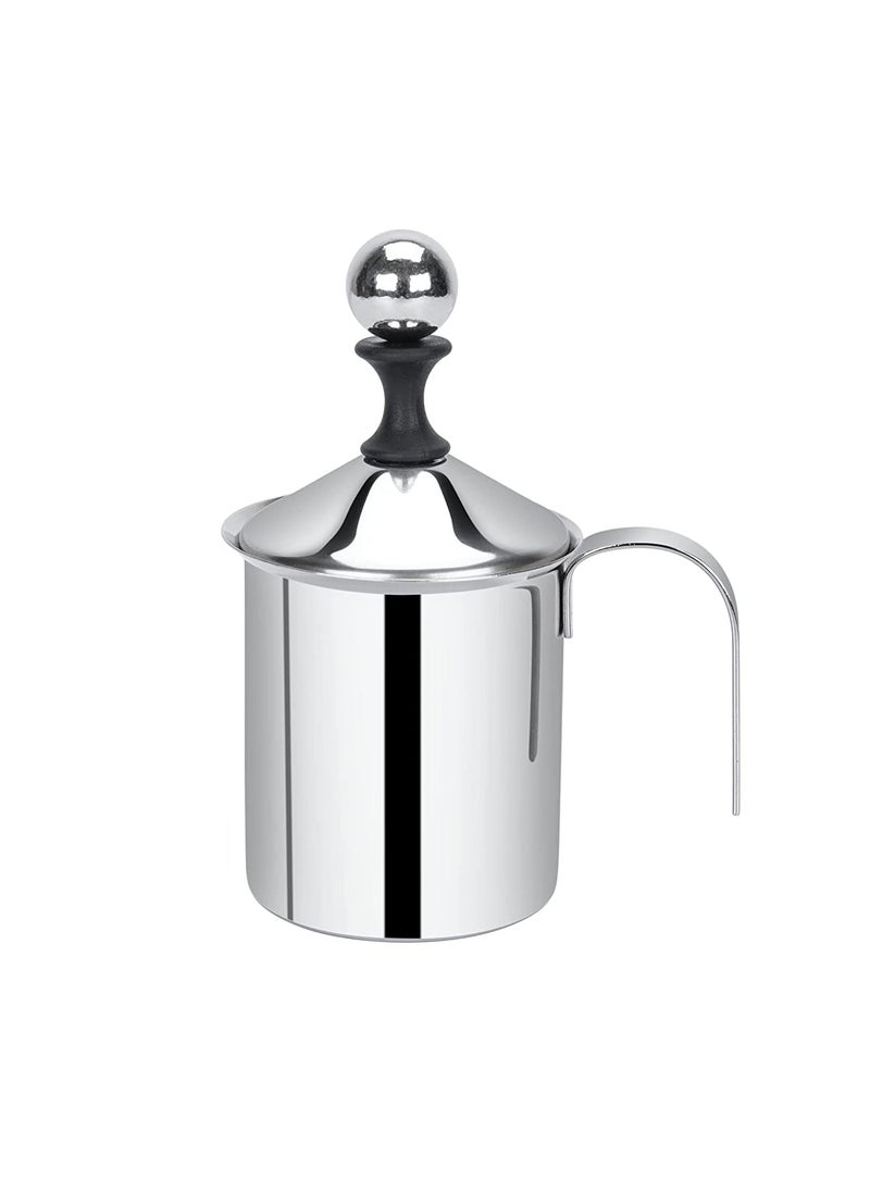 Emcrovi Coffee Frother Stainless Steel Manual Milk Frother Handheld Coffee Milk PitchersManual Operated Milk Foam Maker for Chocolate Coffee Beater400ml