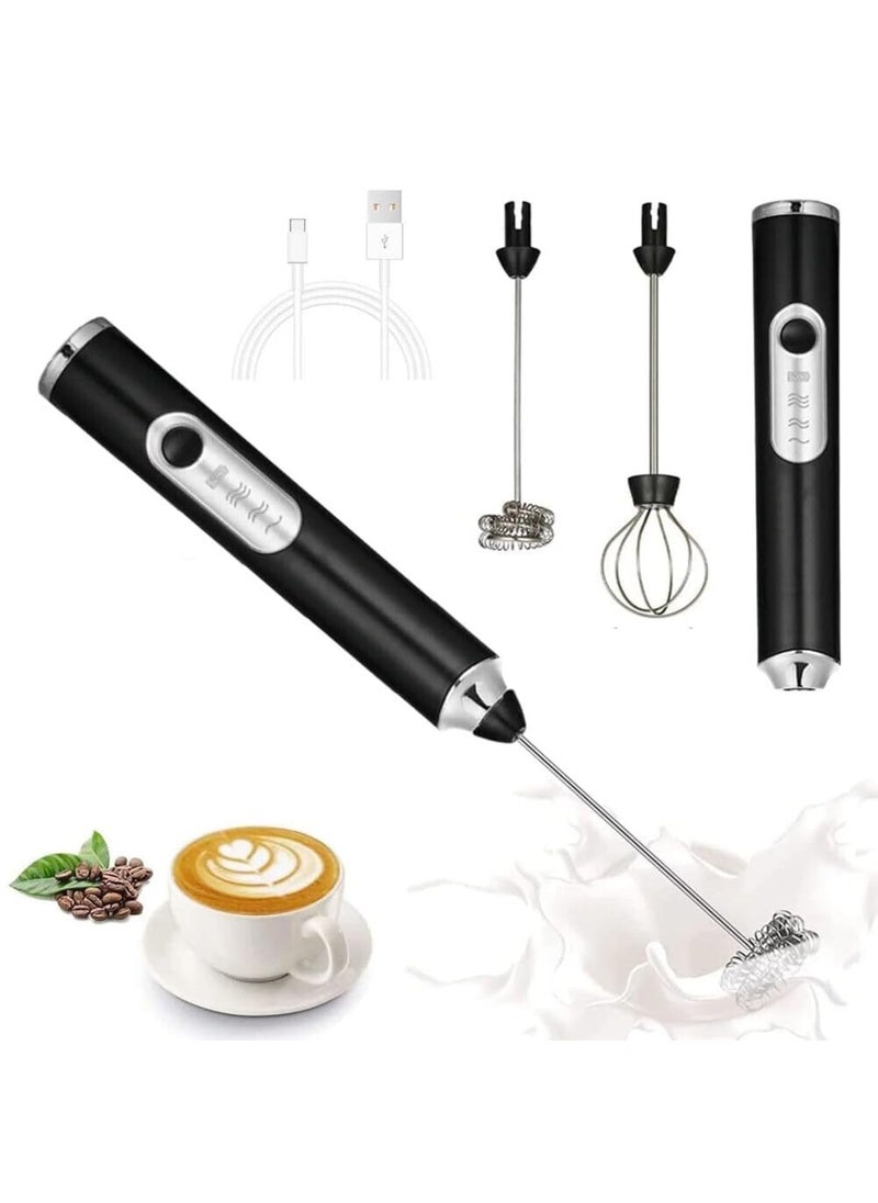EZILO Milk Frother Hand Blender Coffee Frother Blender USB Rechargeable 3Speed Electric Foam Maker with 2 Whisks Coffee Beater for Cappuccino Whisker Electric Blender for Egg Hand Blender