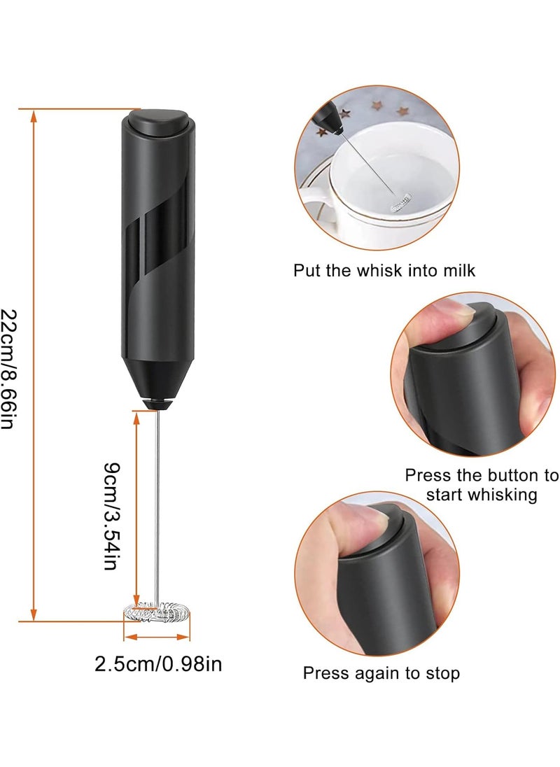 JENICO WORLD Milk Frother Beater for Coffee Handheld Stainless Steel Electric Whisk Battery Powered Foam Maker Mini Coffee Mixer Blender for Drink