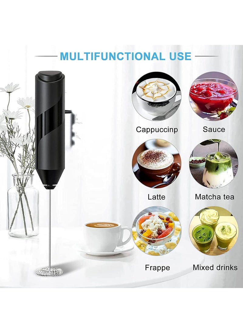 JENICO WORLD Milk Frother Beater for Coffee Handheld Stainless Steel Electric Whisk Battery Powered Foam Maker Mini Coffee Mixer Blender for Drink